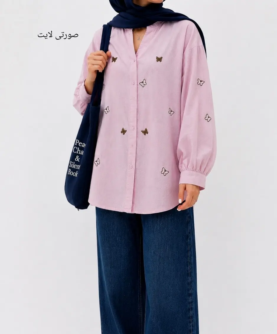 مانتو لینن گلدوزی پروانه